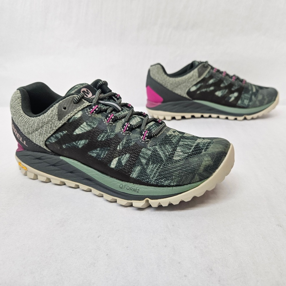 Merrell Antora 2 Print Trail Running Shoes J067262 Tea Green Womens Size 6.5